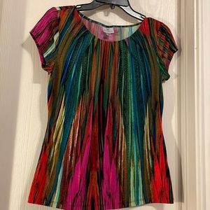 Vibrant colorful cap sleeve woman’s top. Worthington brand.